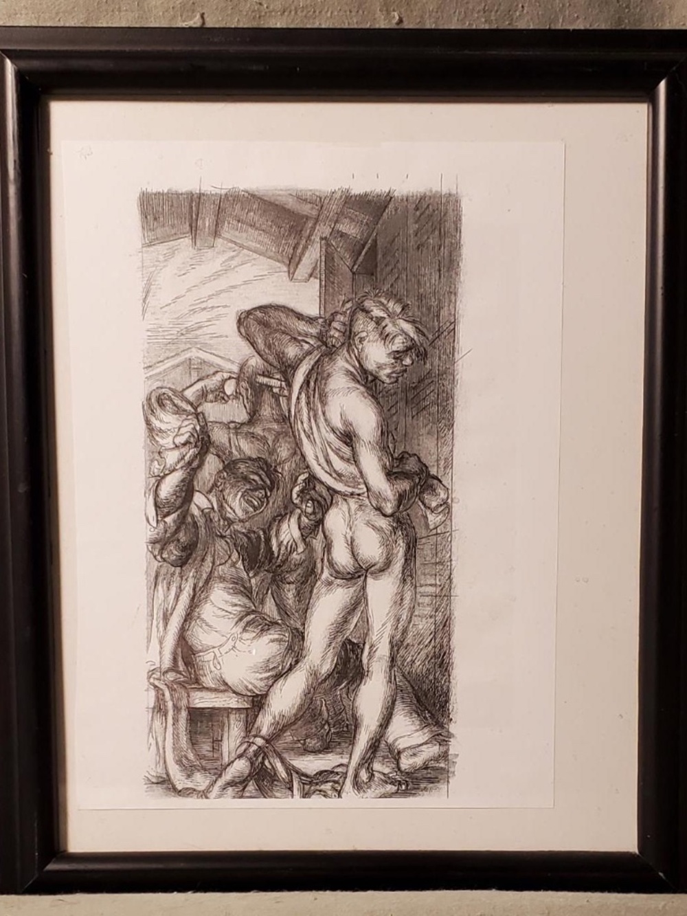 Horseplay Etching by Paul Cadmus 8.5 x 6" Licensed reprint Framed under glass